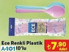 ECE RENKLİ PLASTİK KAŞIK 10'LU